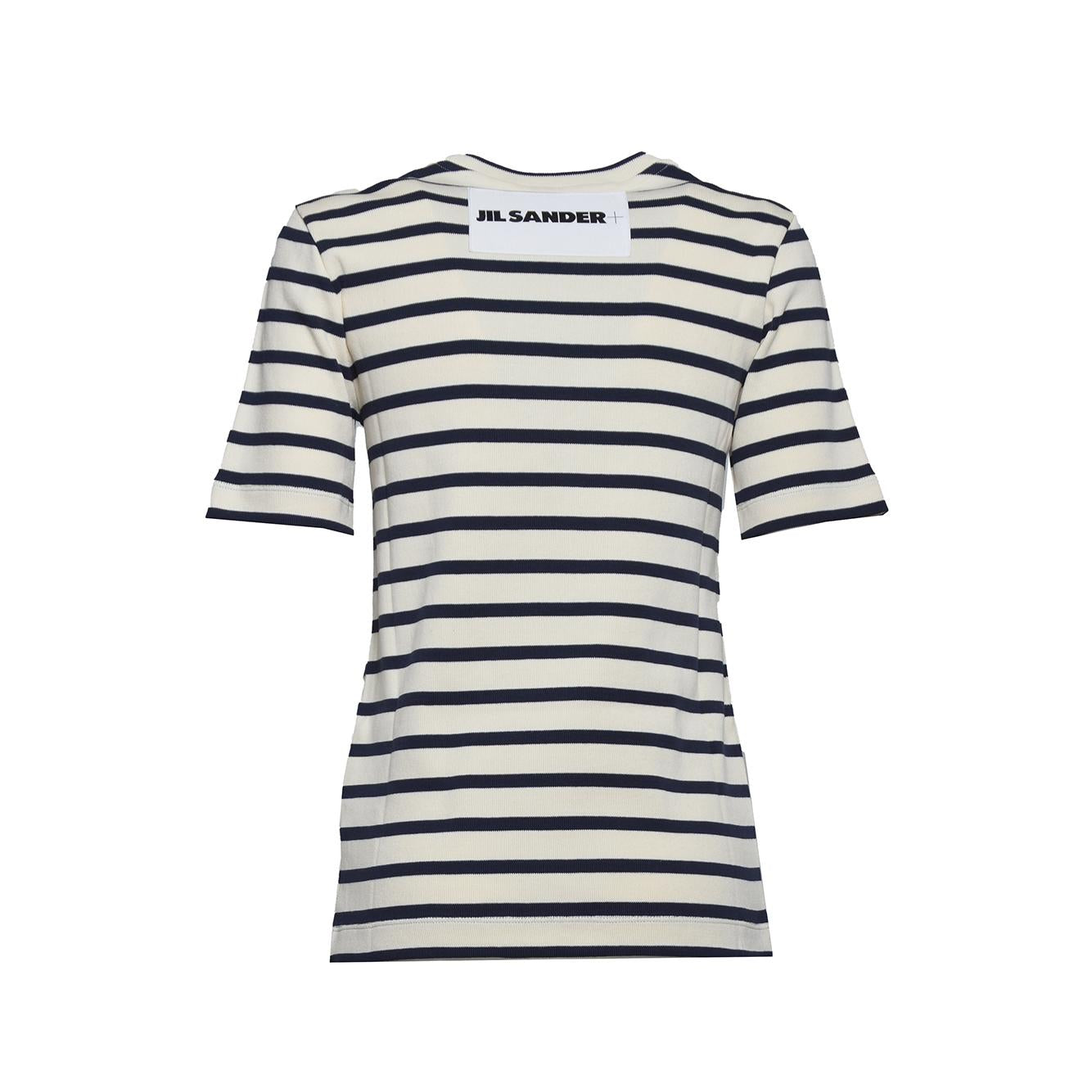 T-shirt maniche corte a righe bianco e nero Jil Sander+