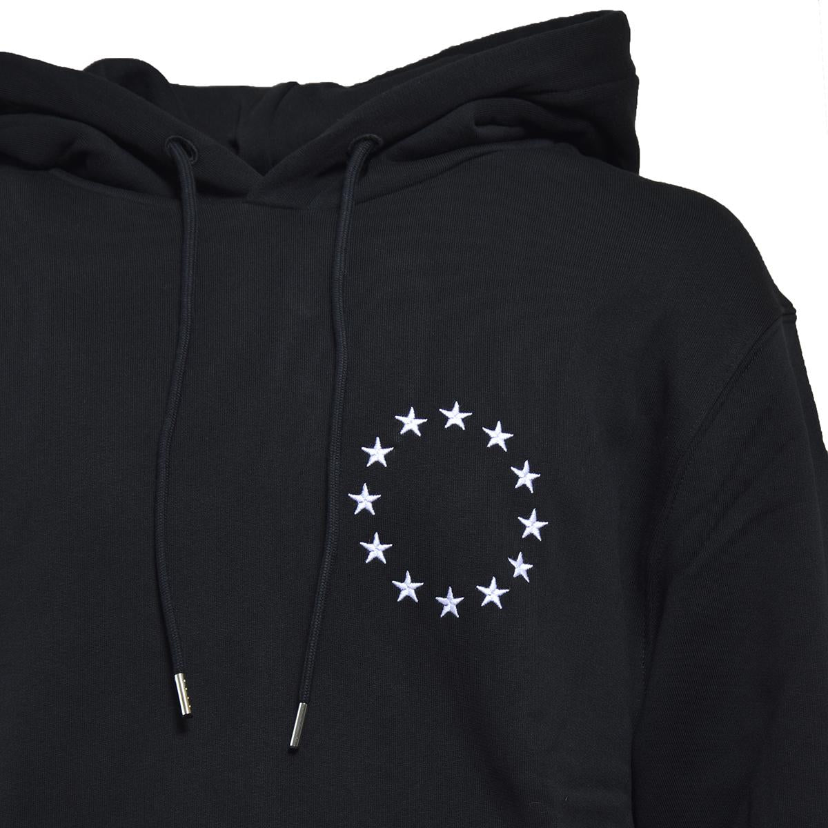 Felpa con cappuccio Klein Europa in cotone nero ricamo stelle Etudes