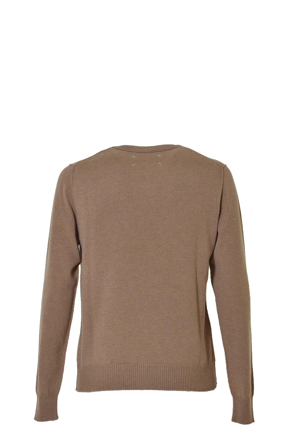 Pullover girocollo in cashmere cammello Maison Margiela