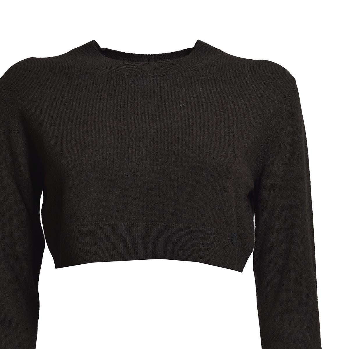 Pullover cropped in lana e cashmere cioccolato Patou