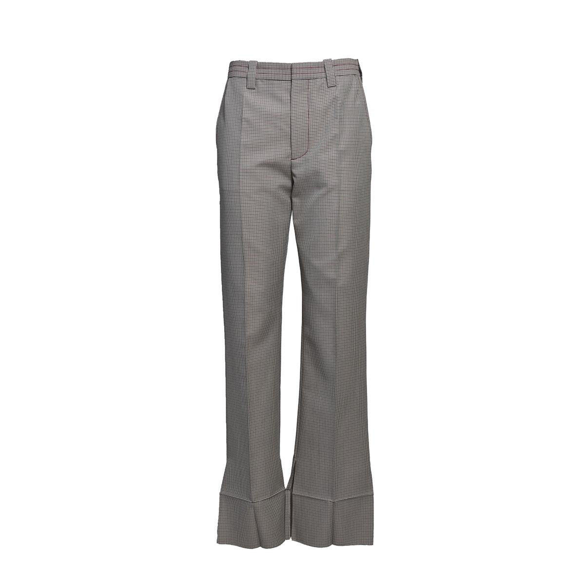 Pantalone dritto in misto lana con motivo pied-de-poule multicolore Marni
