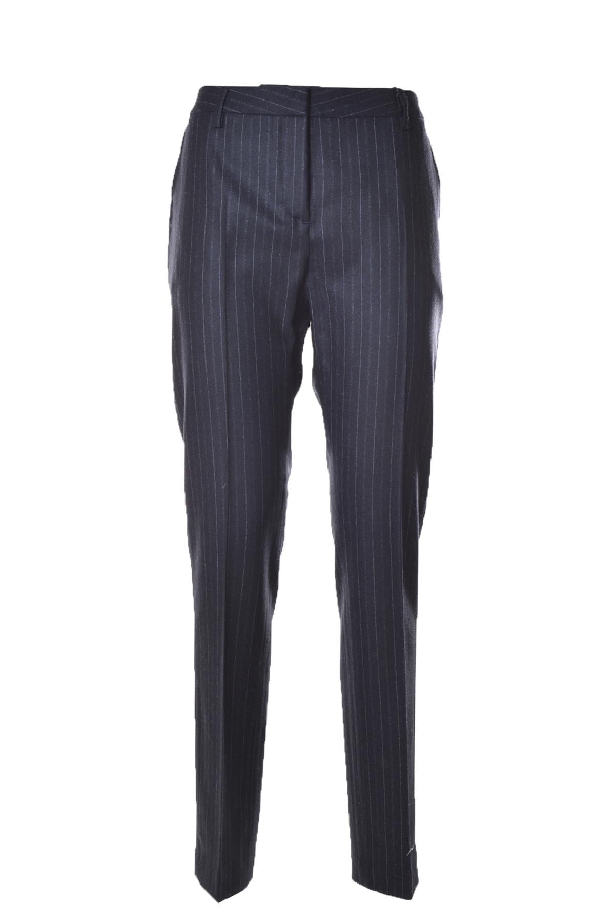 Pantalone sartoriale in lana e cachemire gessato blu Tonello