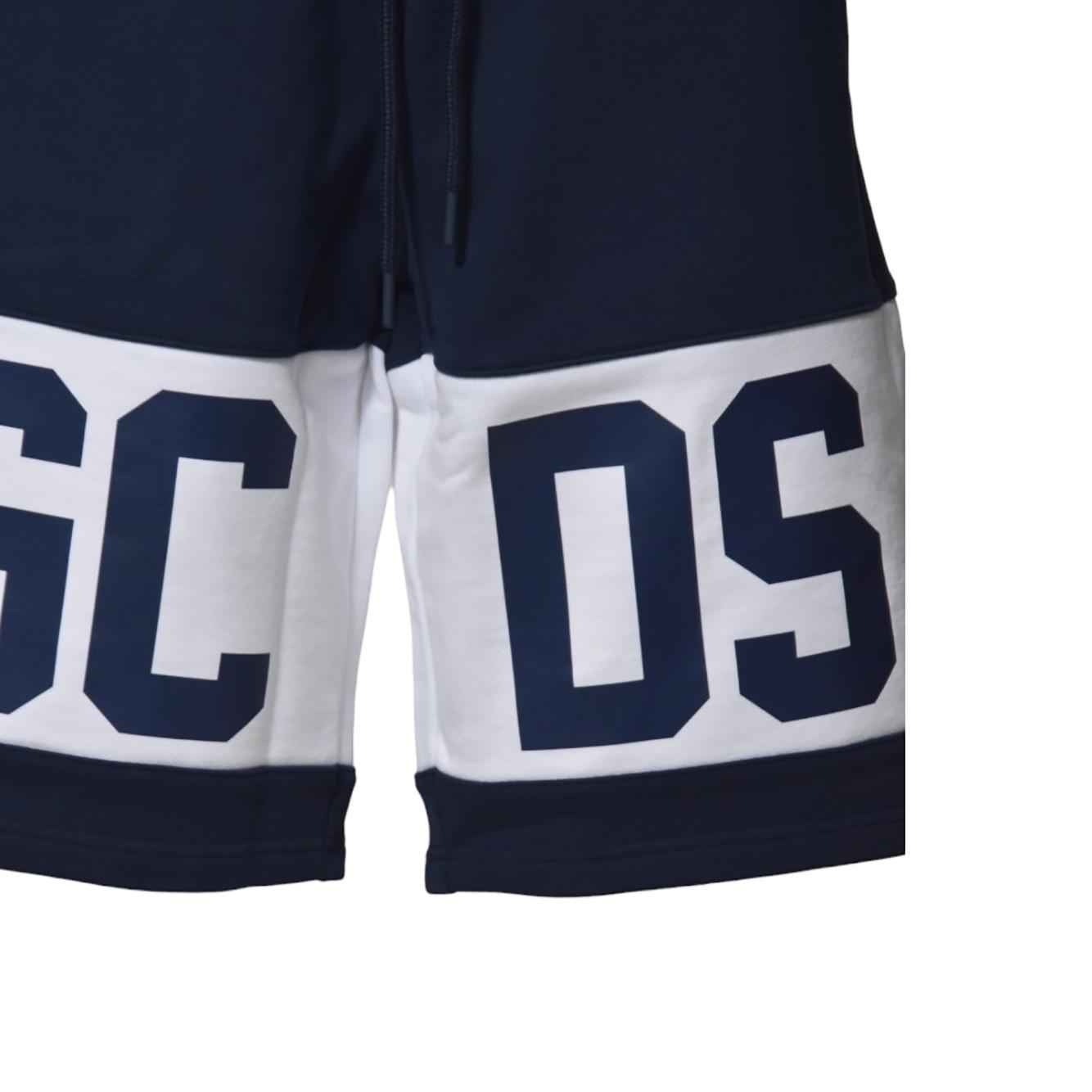 Bermuda Band Logo in cotone blu scuro GCDS