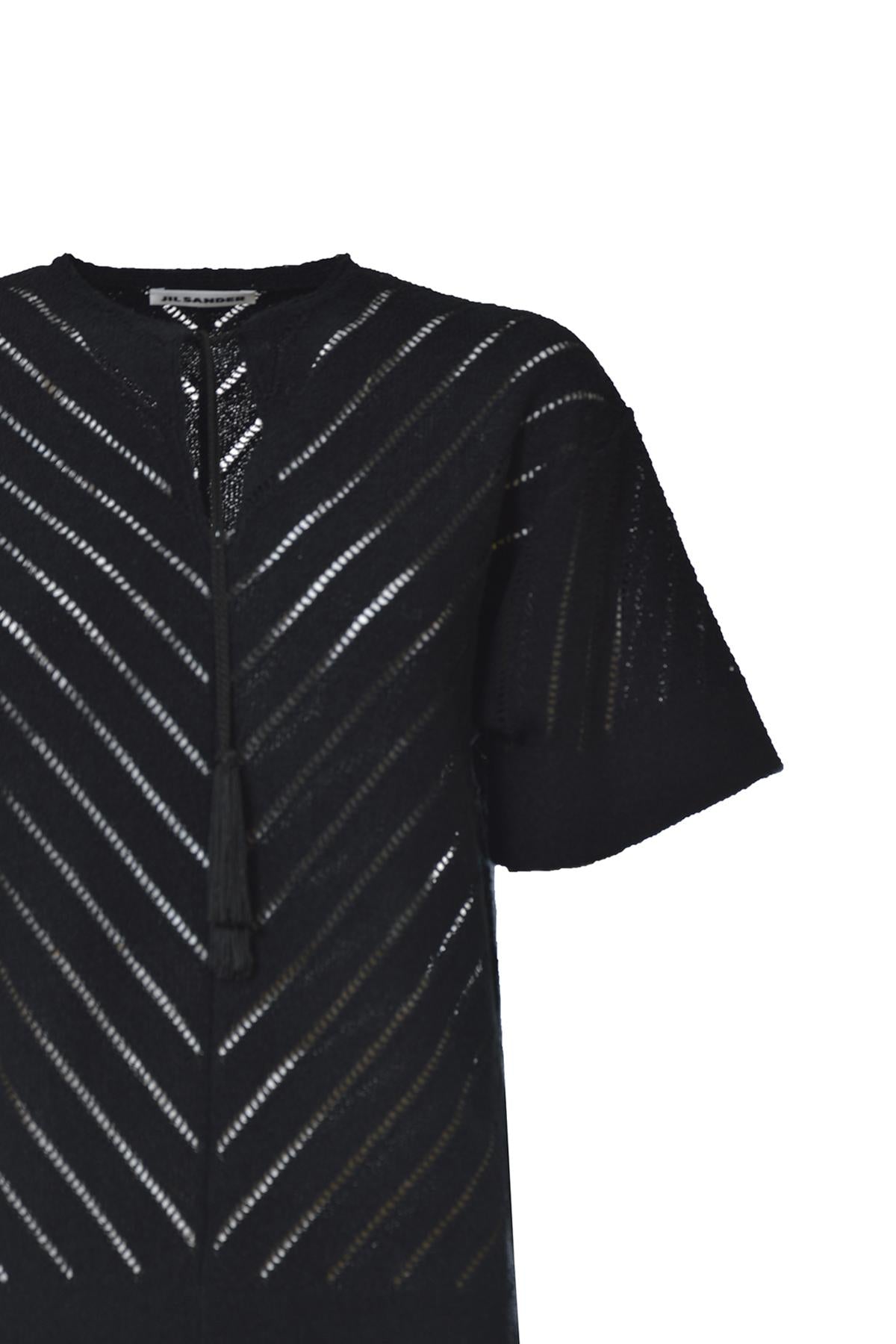 Top in cotone traforato nero Jil Sander