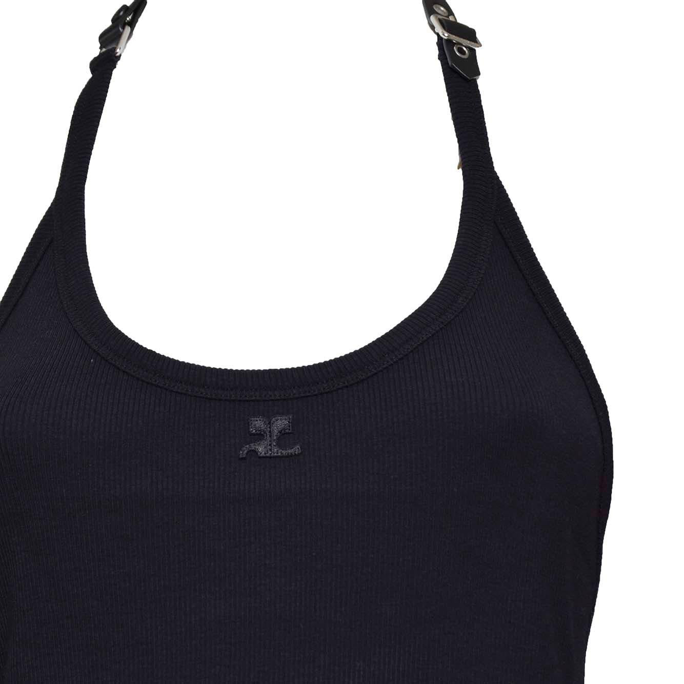 Abito corto Holistic Buckle 90's in cotone nero Courregès