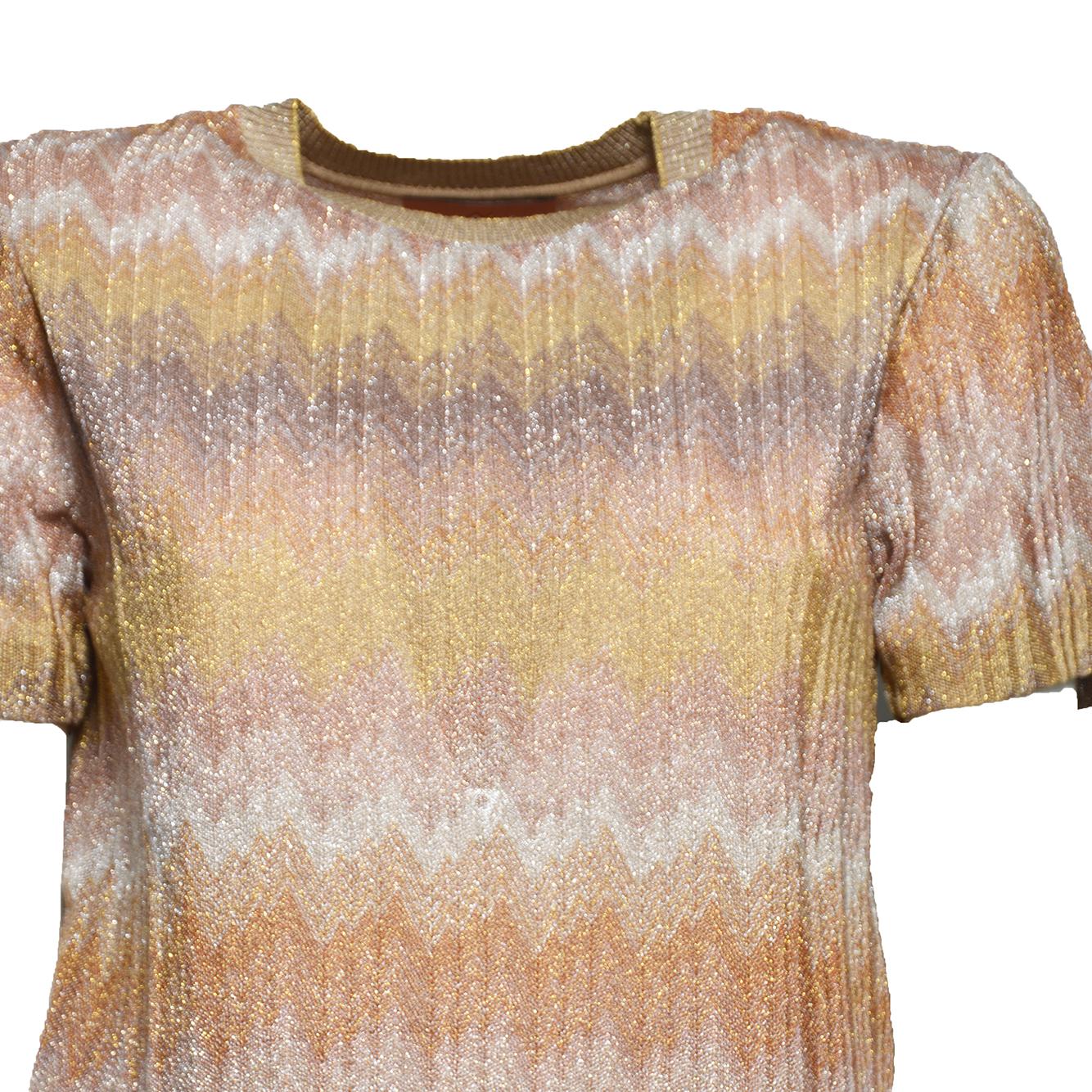 short sleeve t-shirt gold tones