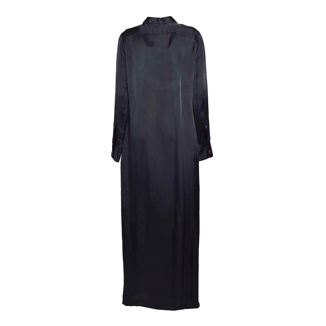 Abito chemisier in twill di viscosa nera Aspesi