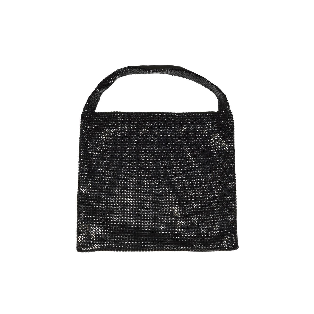 Borsa a mano Pixel media in maglia metallica nera Rabanne