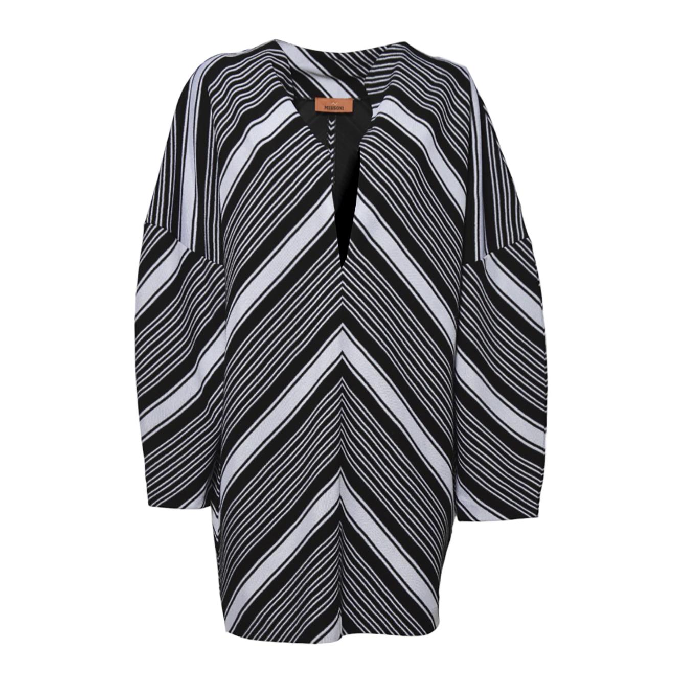 Mini-abito in viscosa chevron nero con maniche oversize Missoni