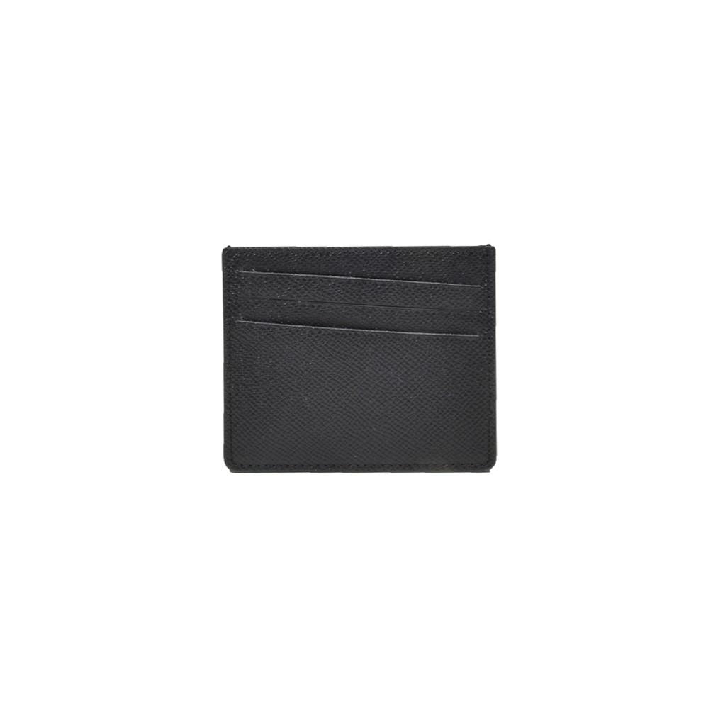 Portacarte in pelle nero doppia trama asimmetrico Maison Margiela