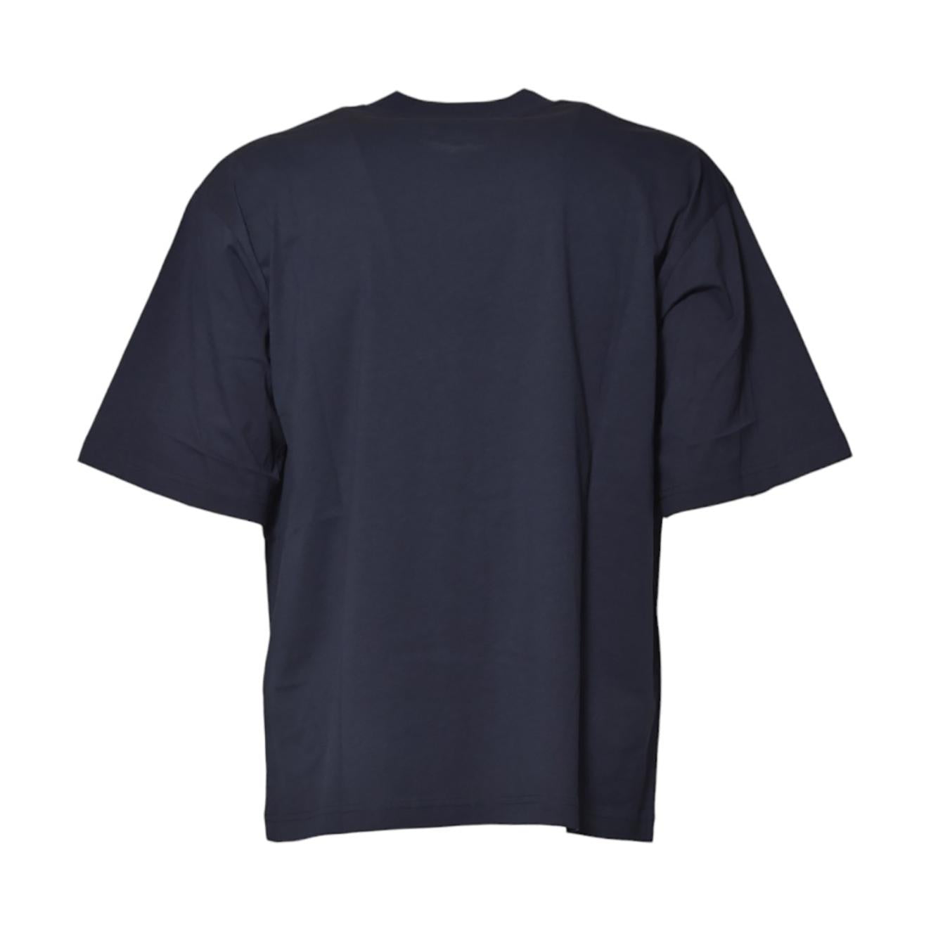 T-shirt boxy in cotone biologico blu scuro e mini logo Marni