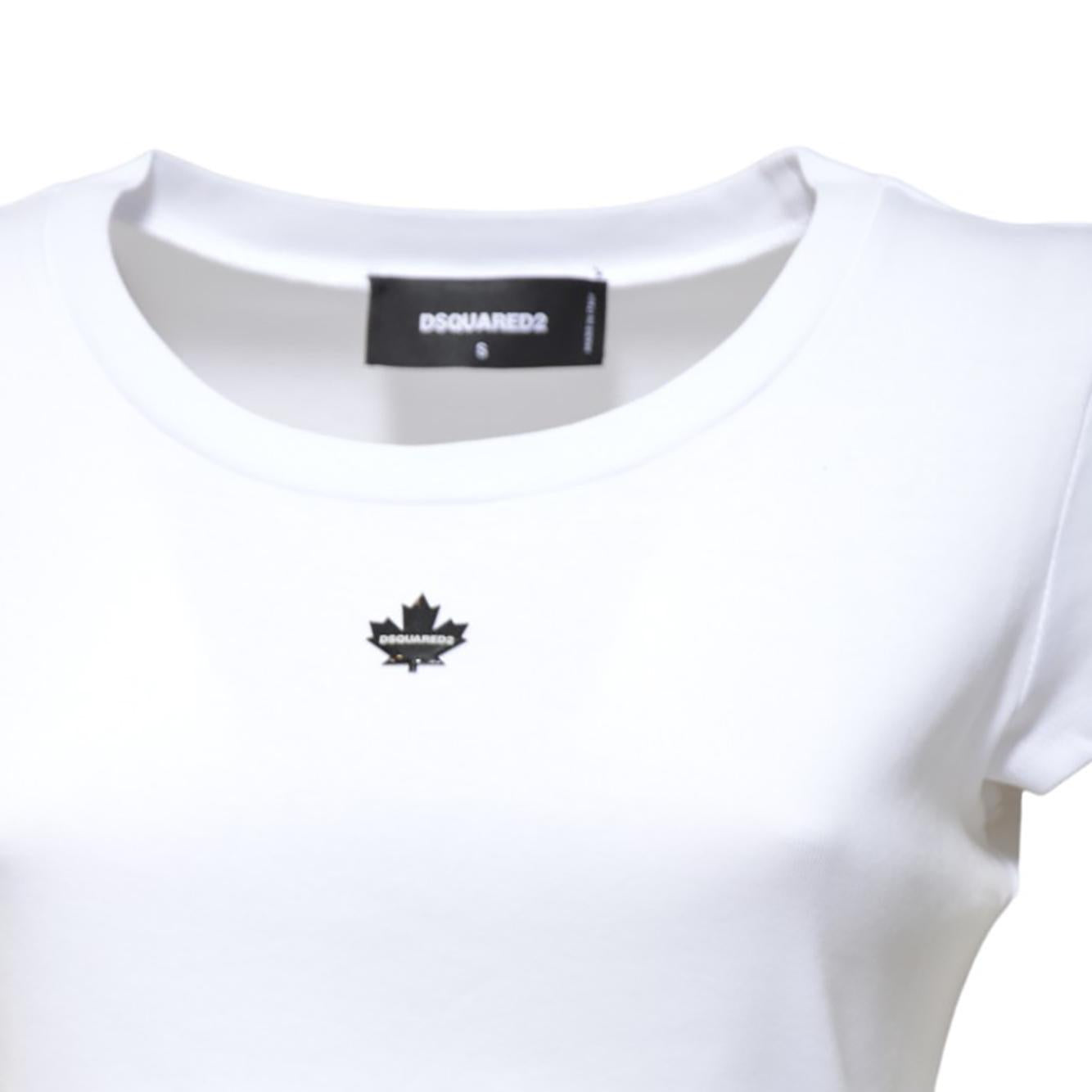 T-shirt Maple Leaf in cotone bianco Dsquared2