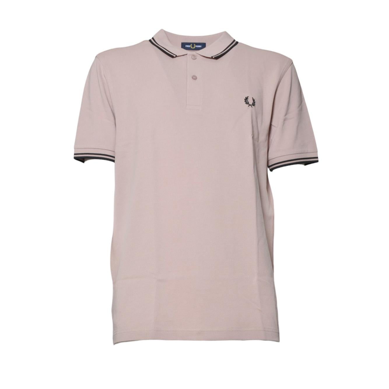 Polo in maglia di cotone rosa con righe Fred Perry x Comme des Garçons Shirt