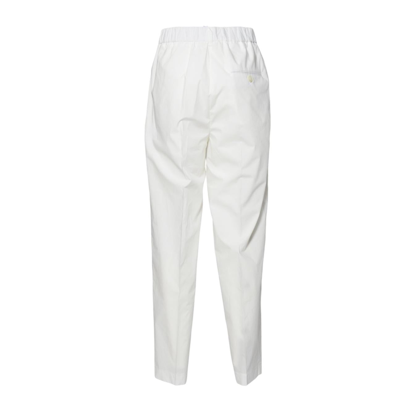 Pantalone dritto in gabardina di cotone bianco Solotre