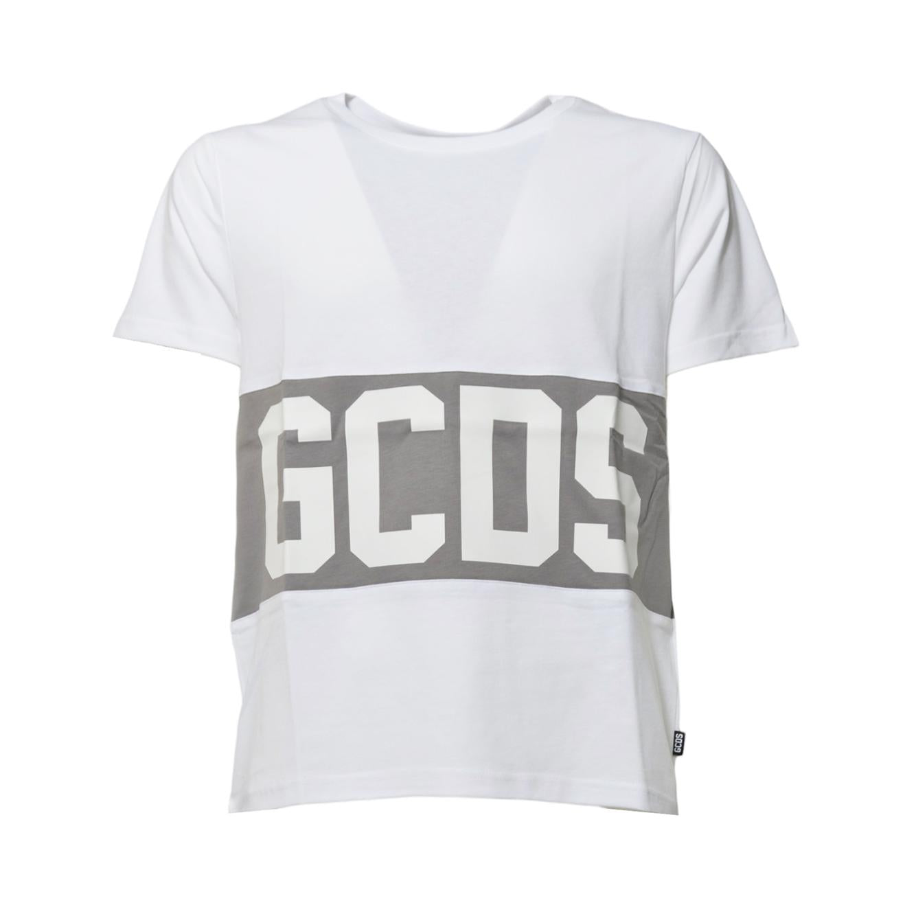 T-shirt Band Logo in cotone bianco GCDS