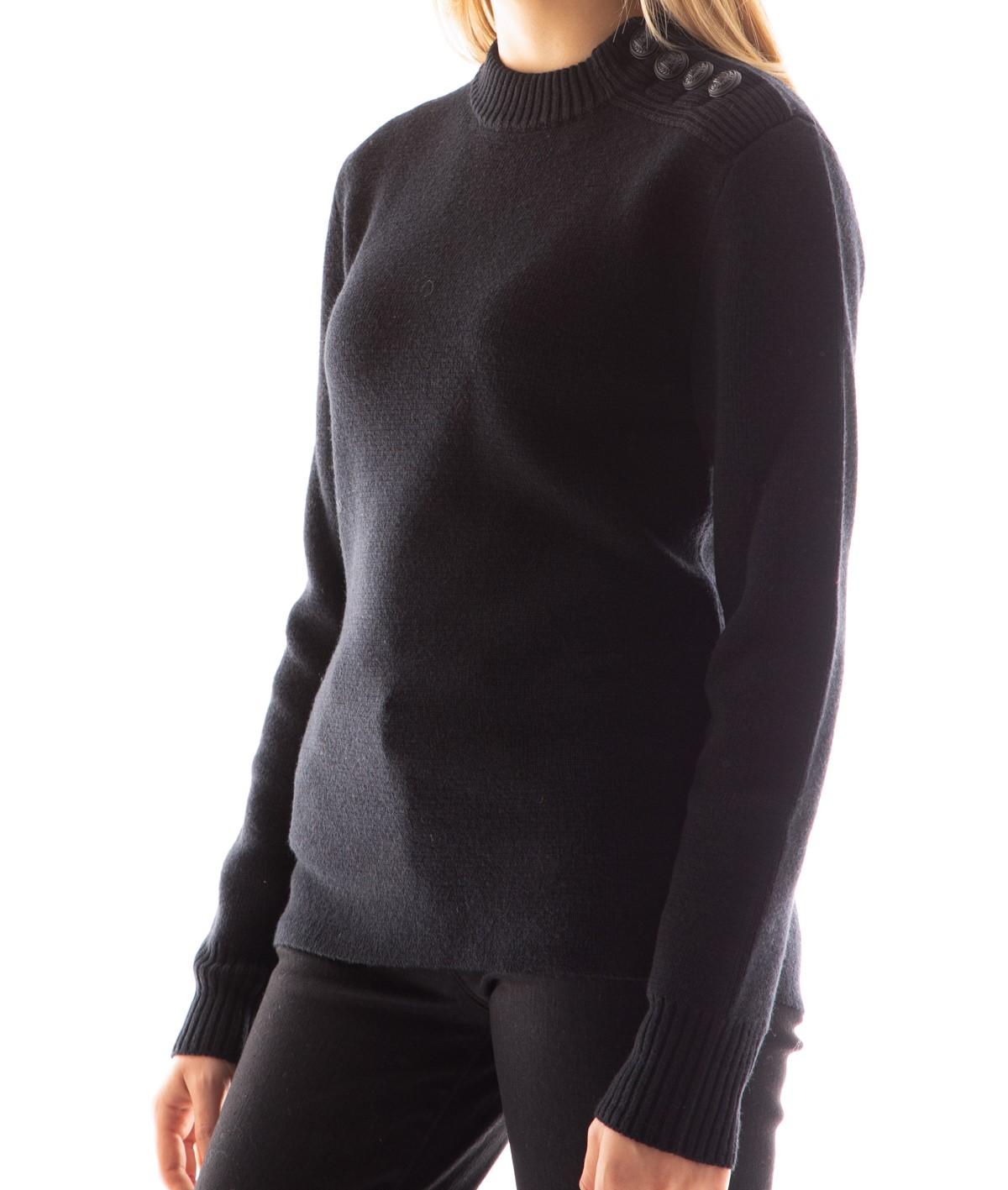 Pullover in lana vergine nero con bottoni Paco Rabanne