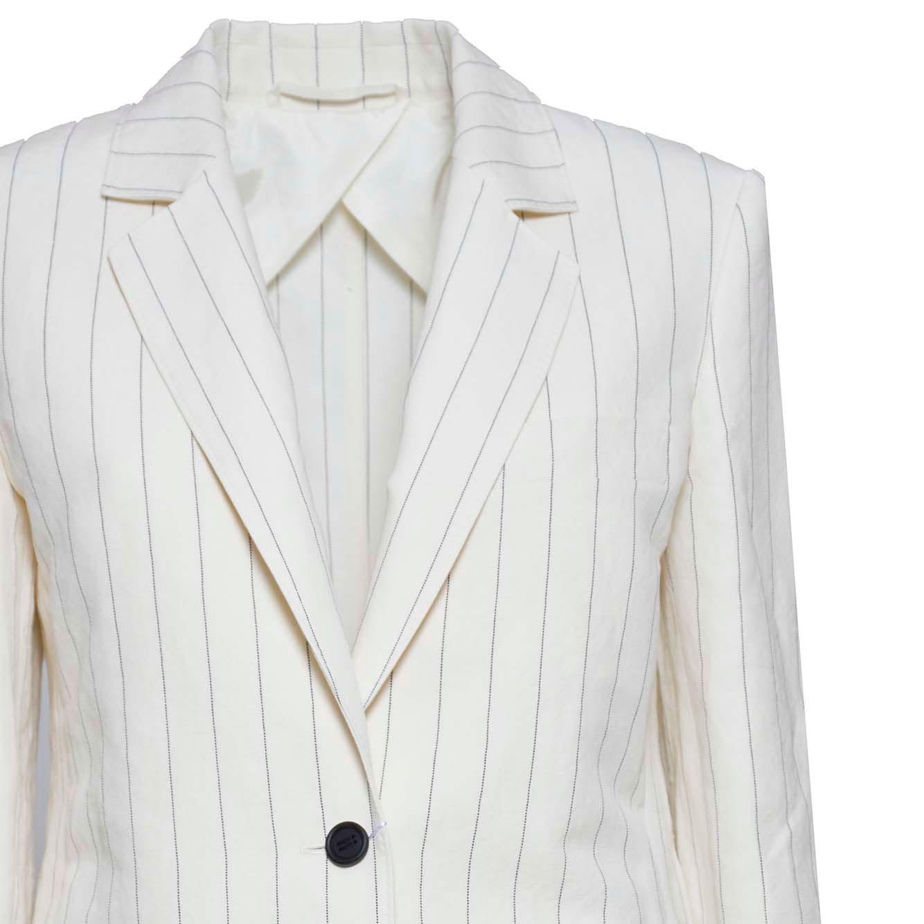 Giacca Micron monopetto in canvas gessato bianco Max Mara