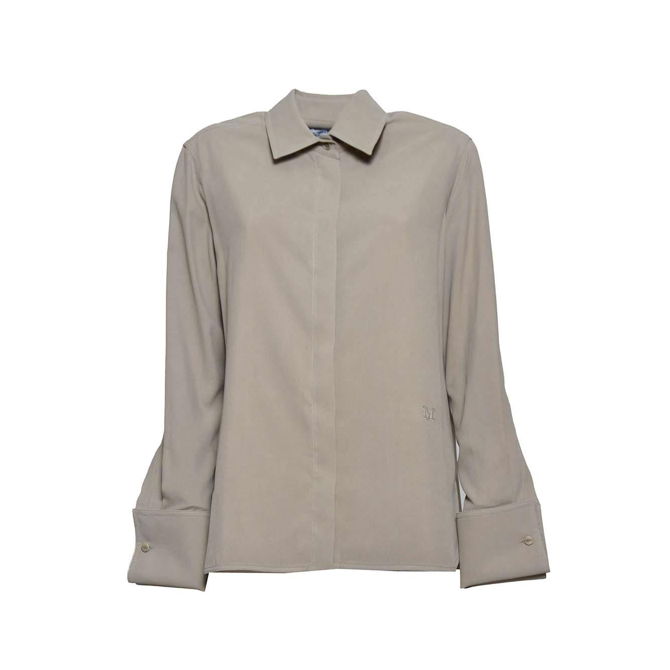 Camicia Candia classica in tela di seta tortora Max Mara
