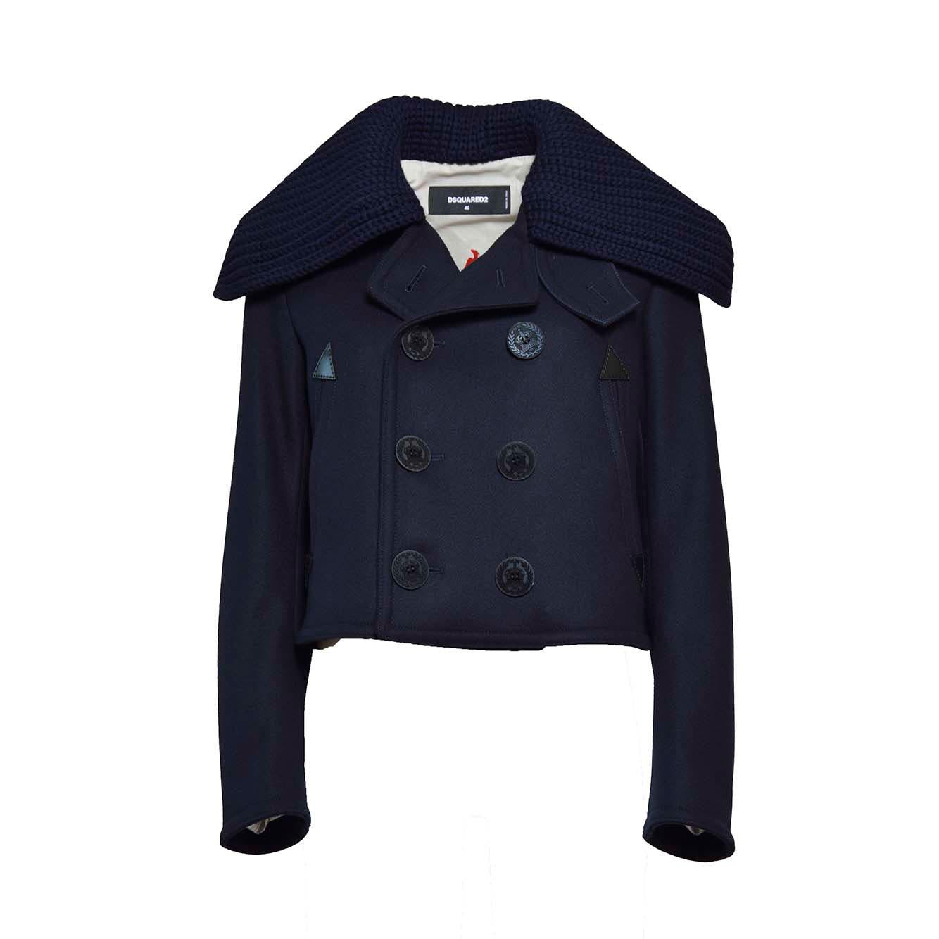 Peacot Mini Sailor in lana blu Dsquared2