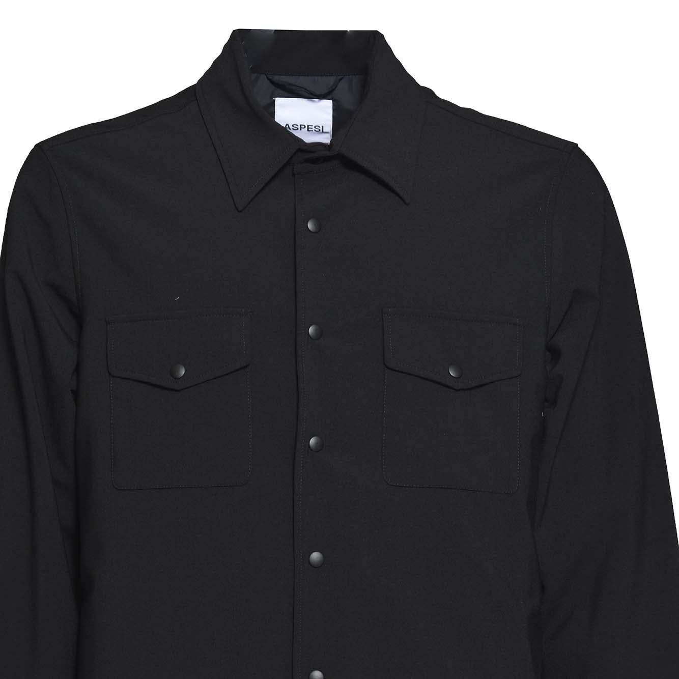 Overshirt in flanella imbottita nera Aspesi