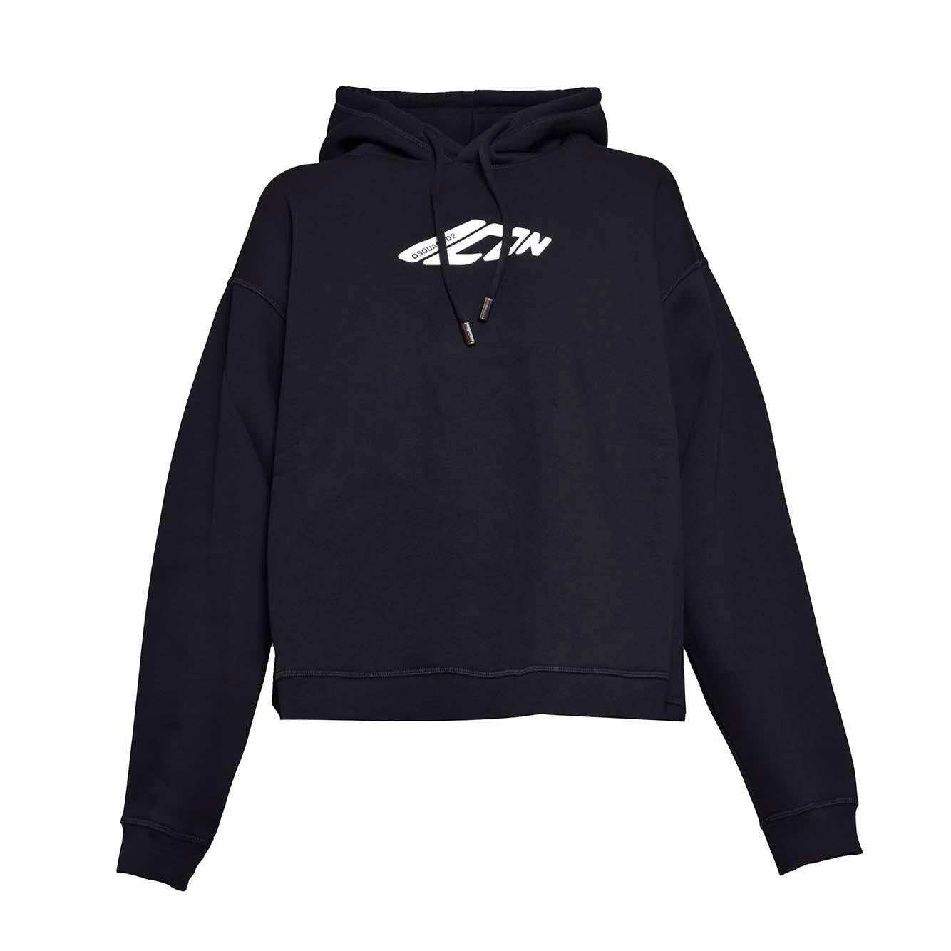 Felpa con cappuccio Icon Relax Fit in cotone nero Dsquared2