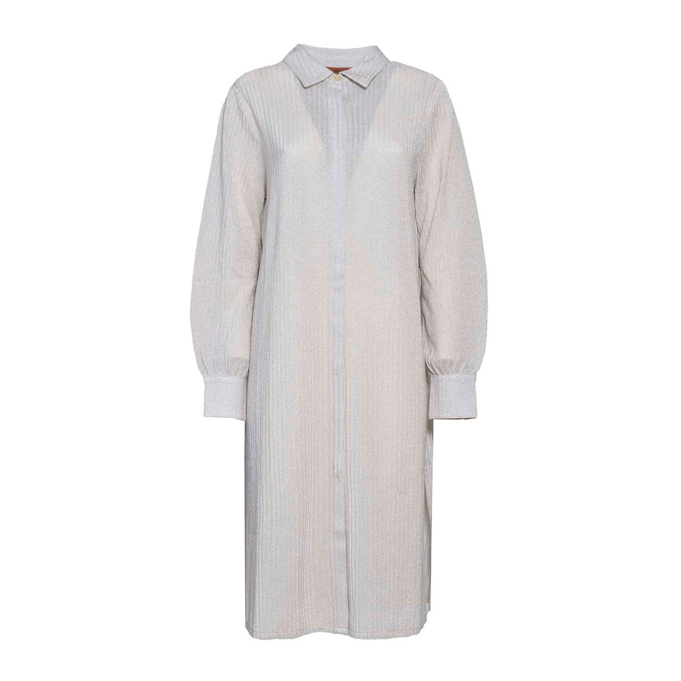 Abito midi chemisier in cotone filo lamè beige Missoni