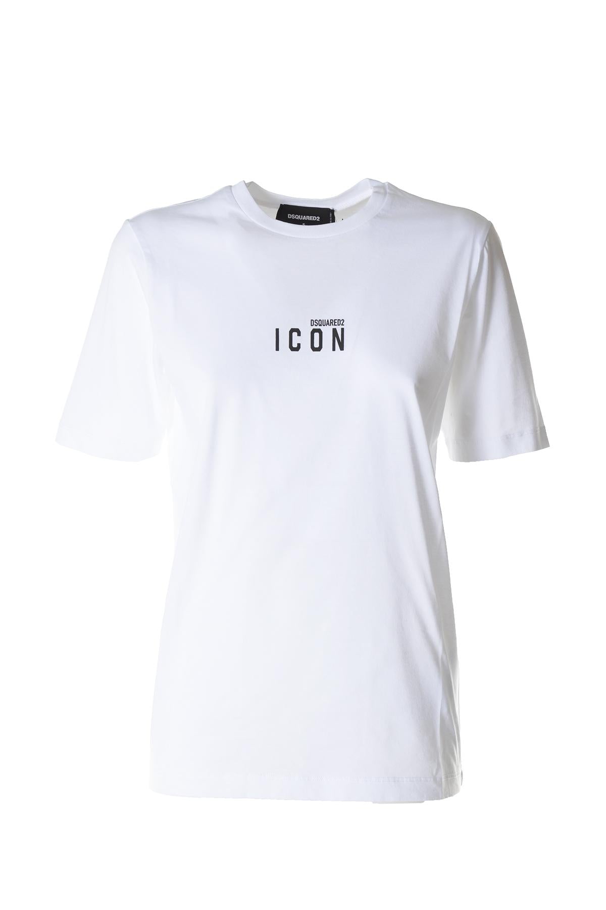 T-shirt Icon in cotone bianco mini logo Dsquared2