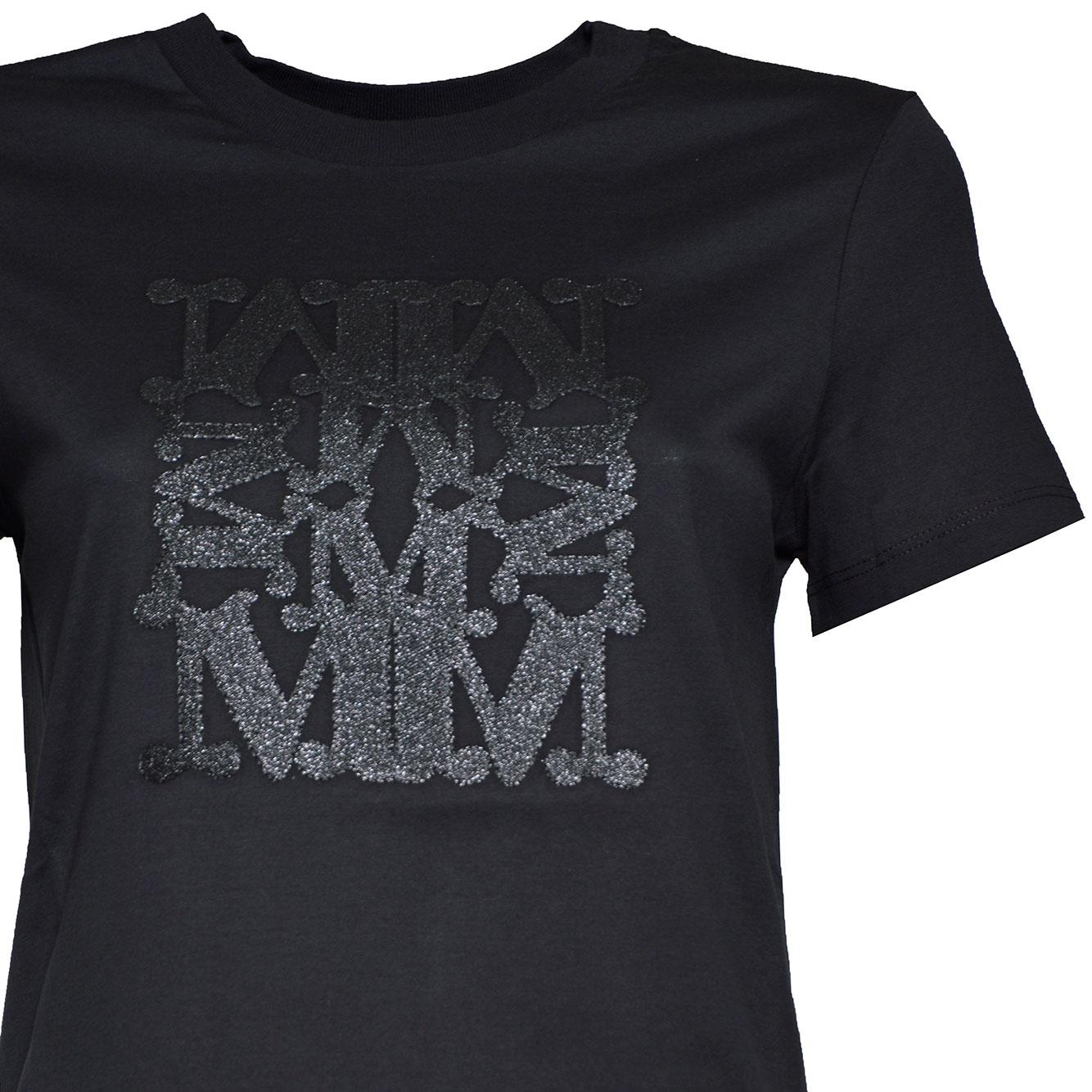 T-shirt Taverna in cotone nero con ricamo logo Max Mara