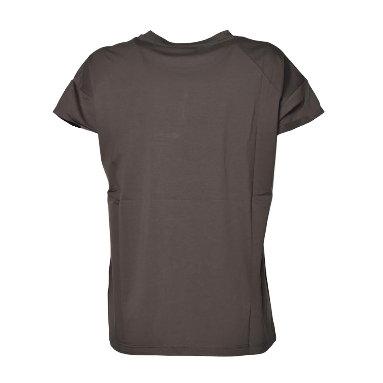 T-shirt girocollo in cotone marrone Solotre