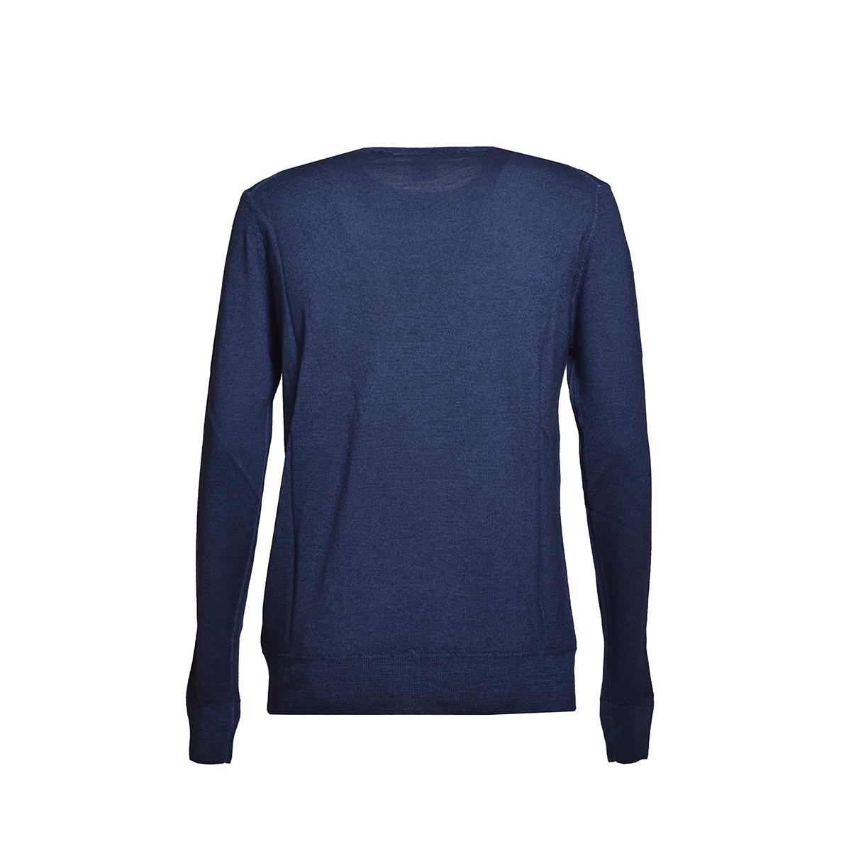 Pullover girocollo in lana blu Aspesi