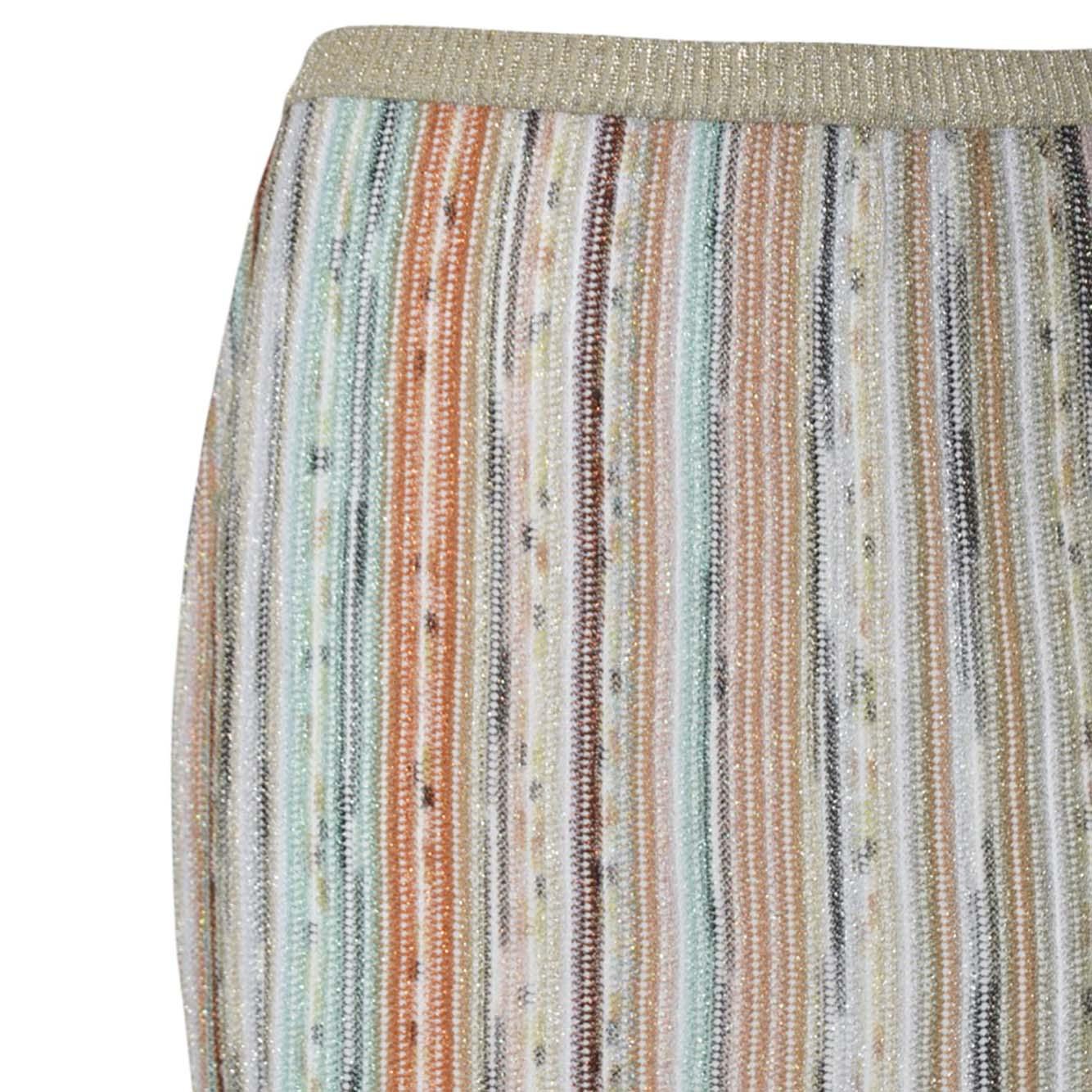 Minigonna in viscosa lamé a righe multicolore con bottoni Missoni