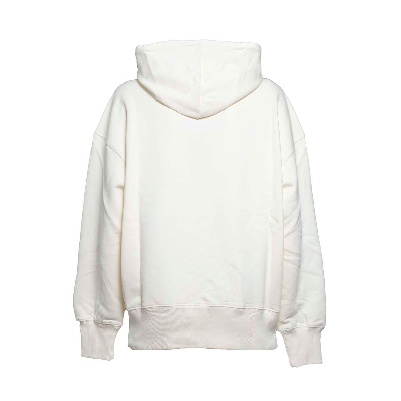 Felpa con cappuccio in cotone panna stampa pennello verde MSGM