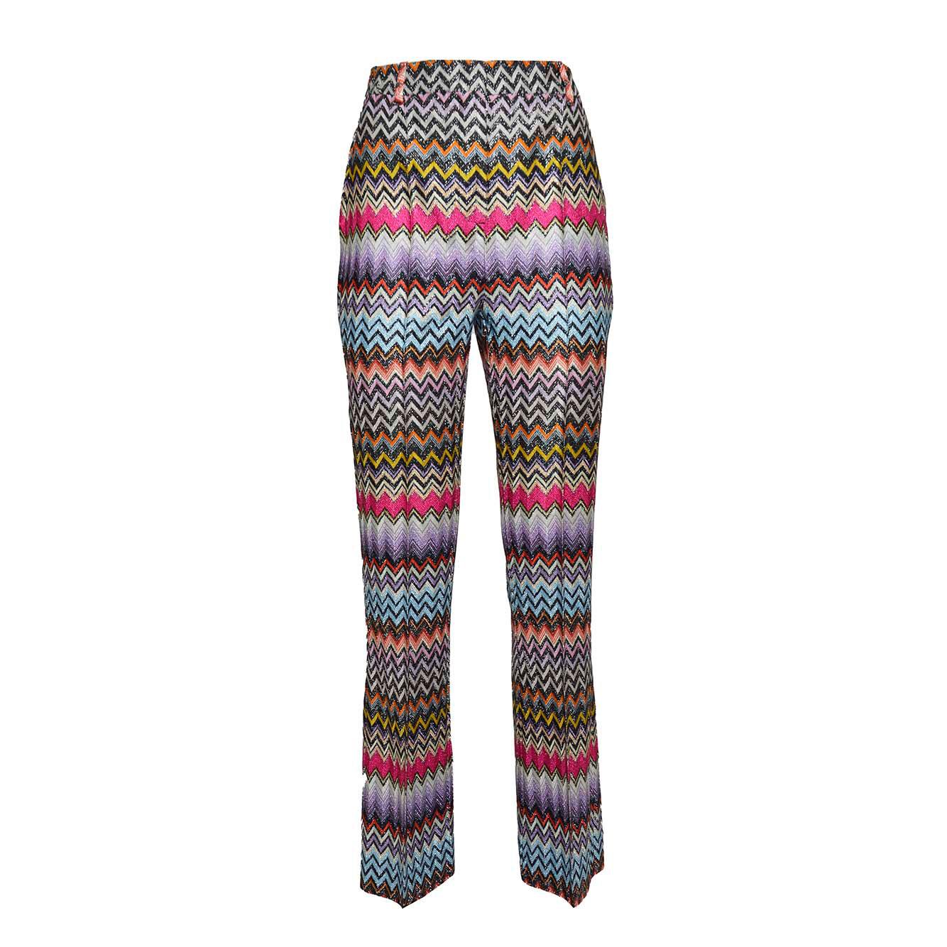 Pantalone Capri in viscosa filo lamè stampa chevron multicolore Missoni