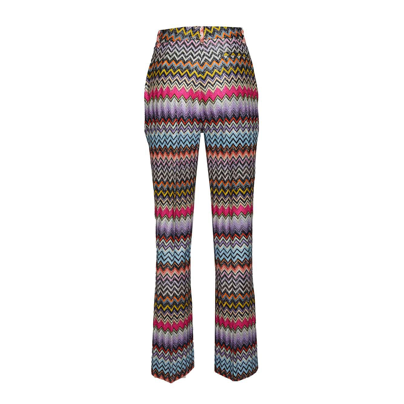 Pantalone Capri in viscosa filo lamè stampa chevron multicolore Missoni