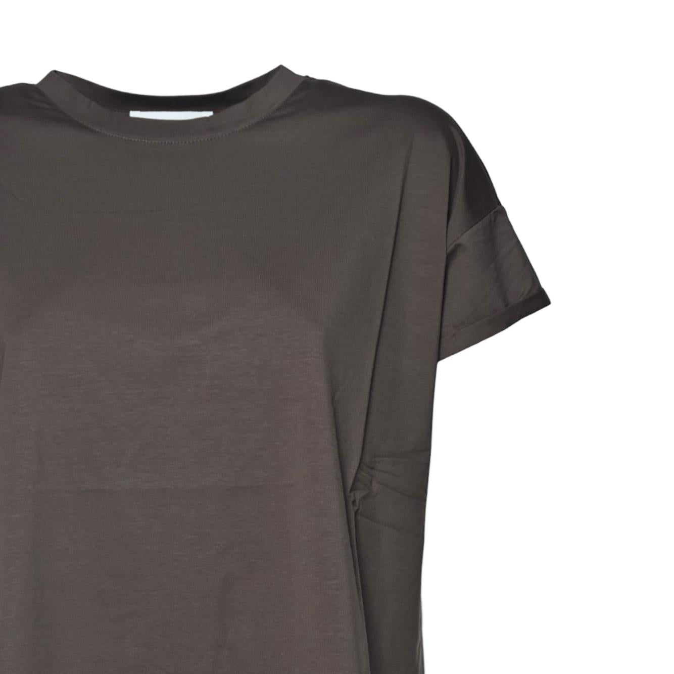T-shirt girocollo in cotone marrone Solotre