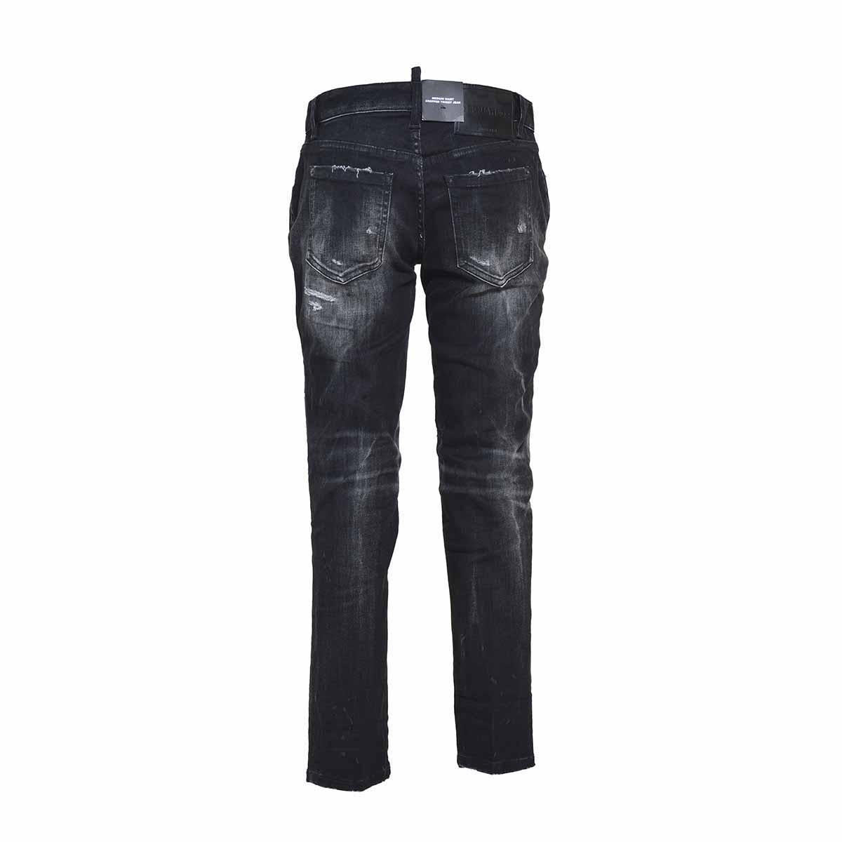 Jeans cropped Twiggy vita media nero Dsquared2