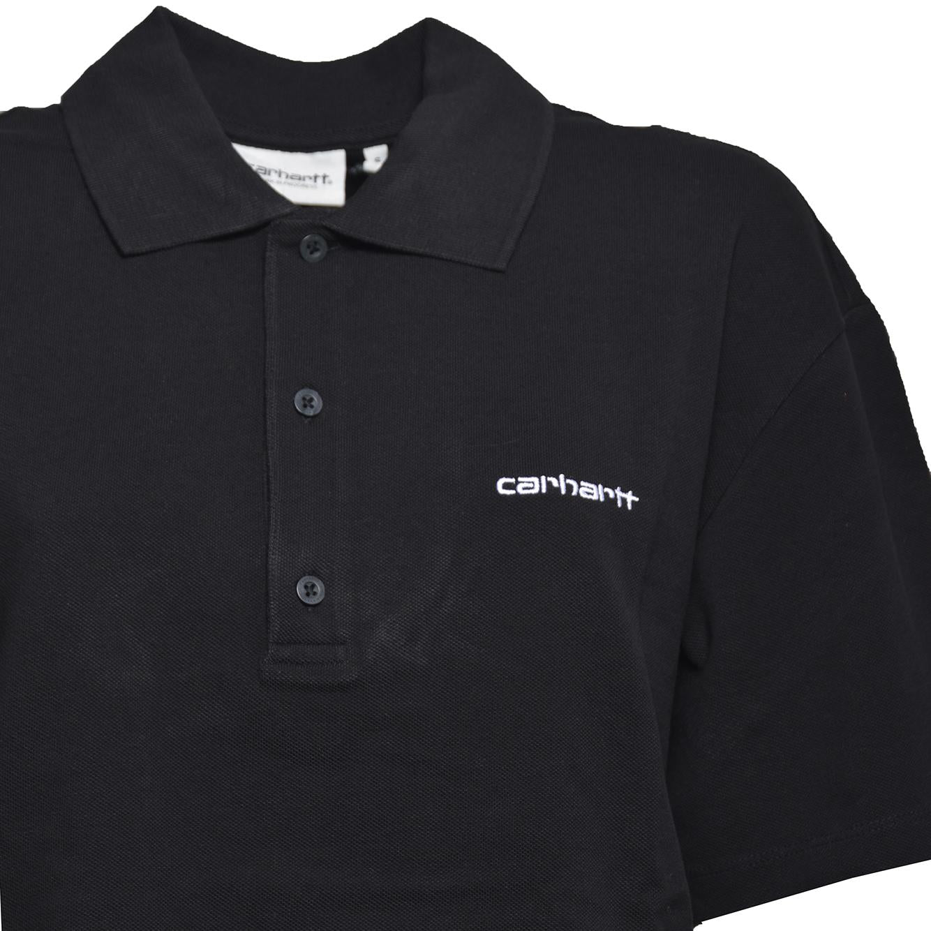 w' s/s carhartt script polo ts cotton garment washed piqué