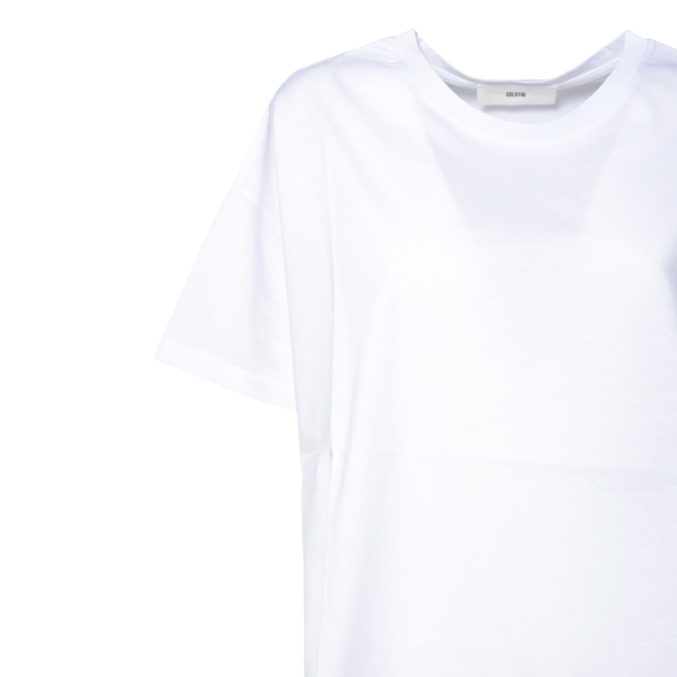 T-shirt boxy girocollo in cotone bianco Solotre