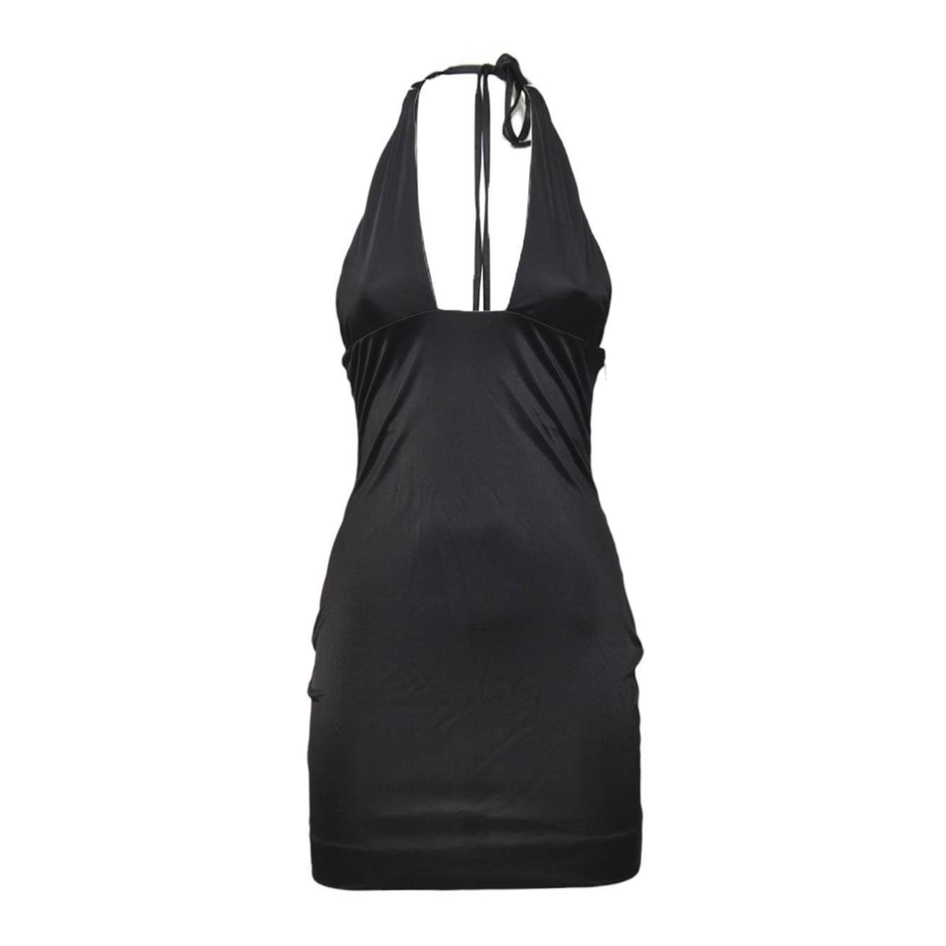 Abito Jersey in viscosa nera con scollatura Dsquared2