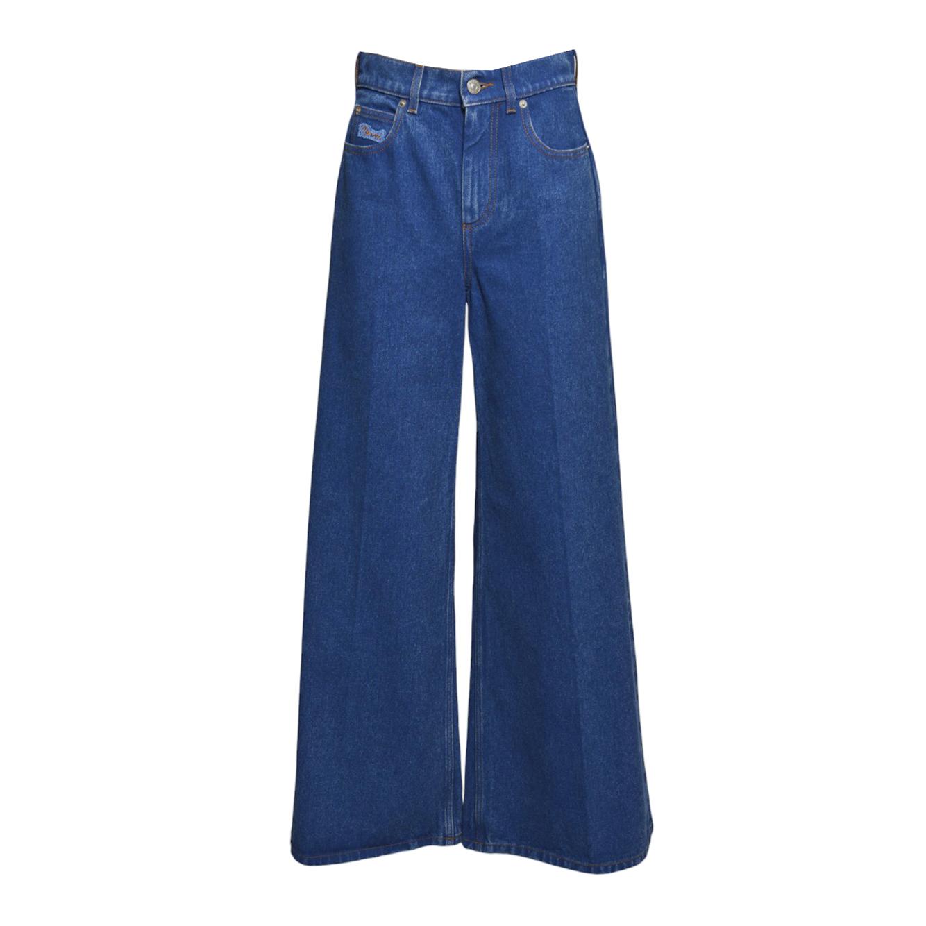Jeans gamba larga in denim blu Marni