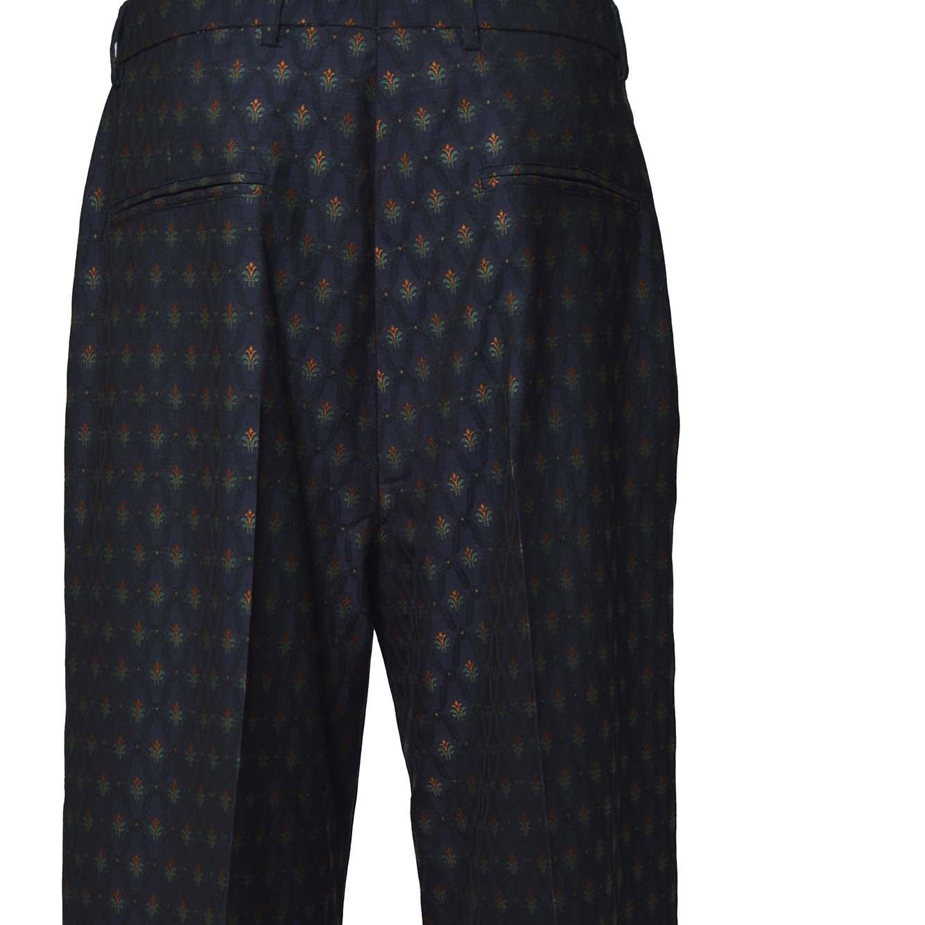 Pantalone a palazzo in lana jacquard blu Etro