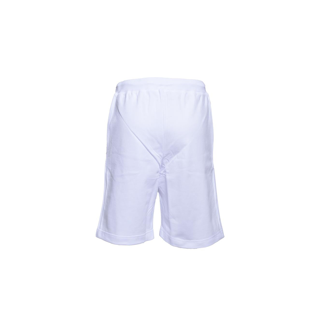 Bermuda in cotone bianco con stampa logo pennello Dsquared2 Junior