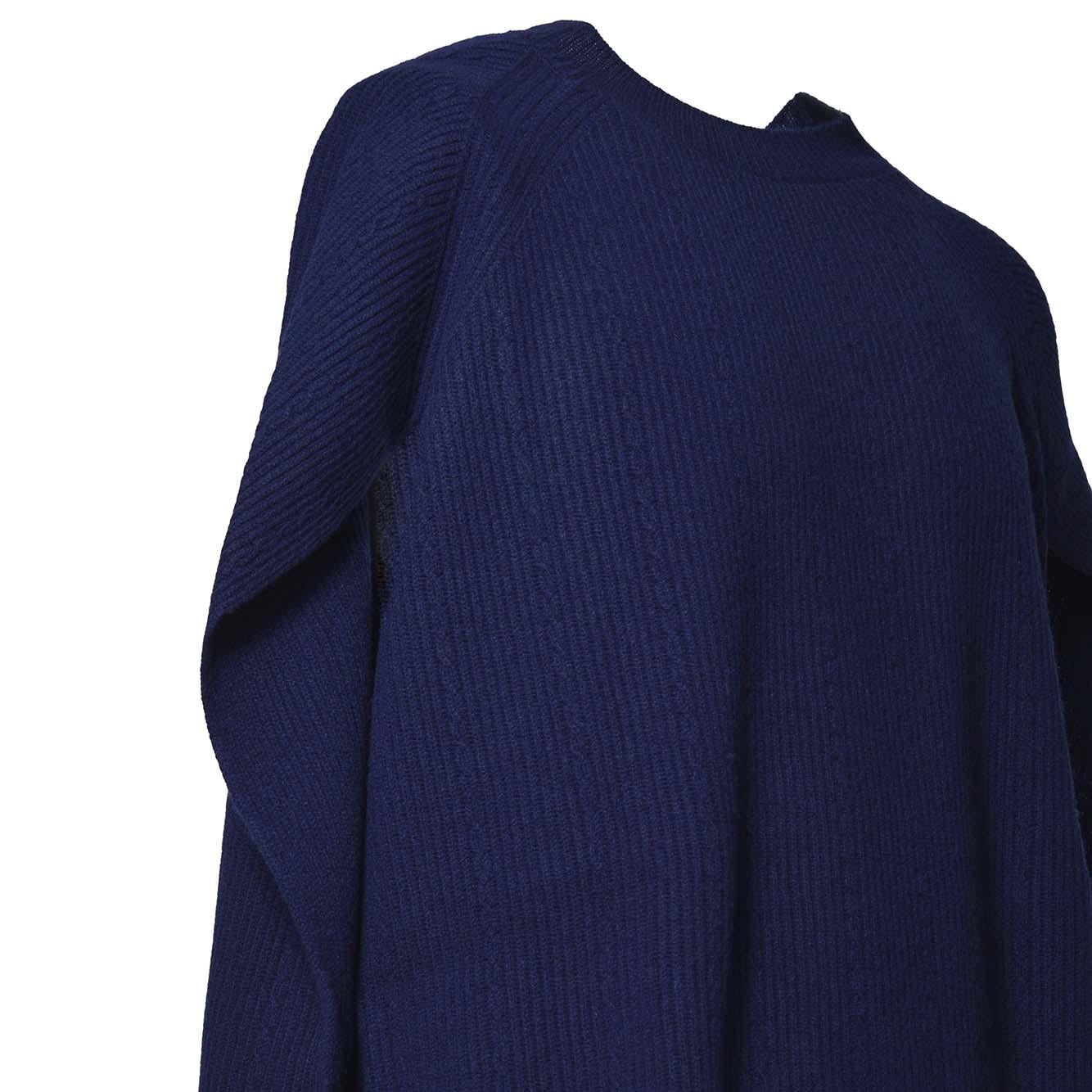 Top a mantella in lana e cashmere blu Etro
