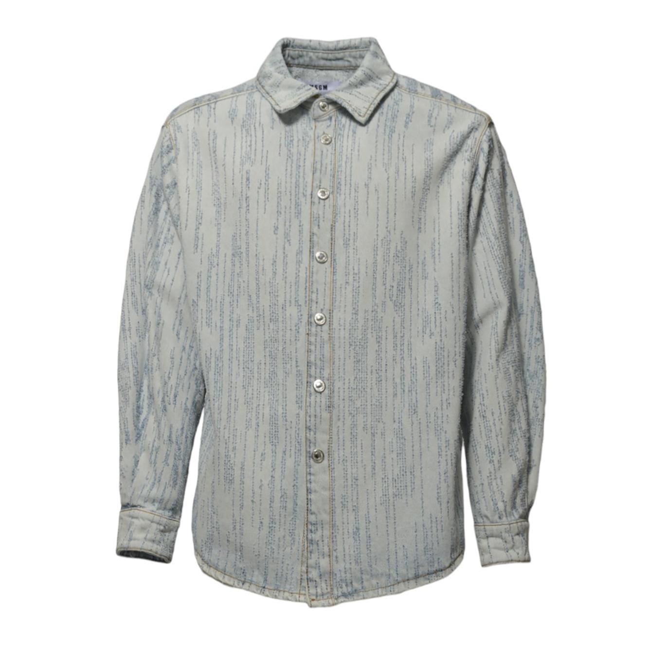 Camicia in denim azzurro con motivo rilievo MSGM