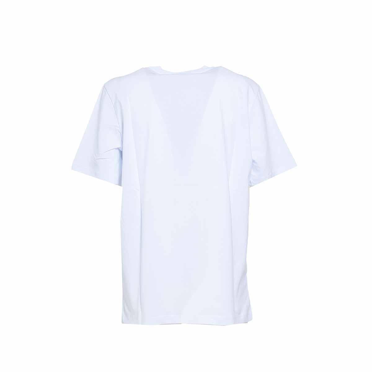 T-shirt in cotone bianco con stampa logo MSGM