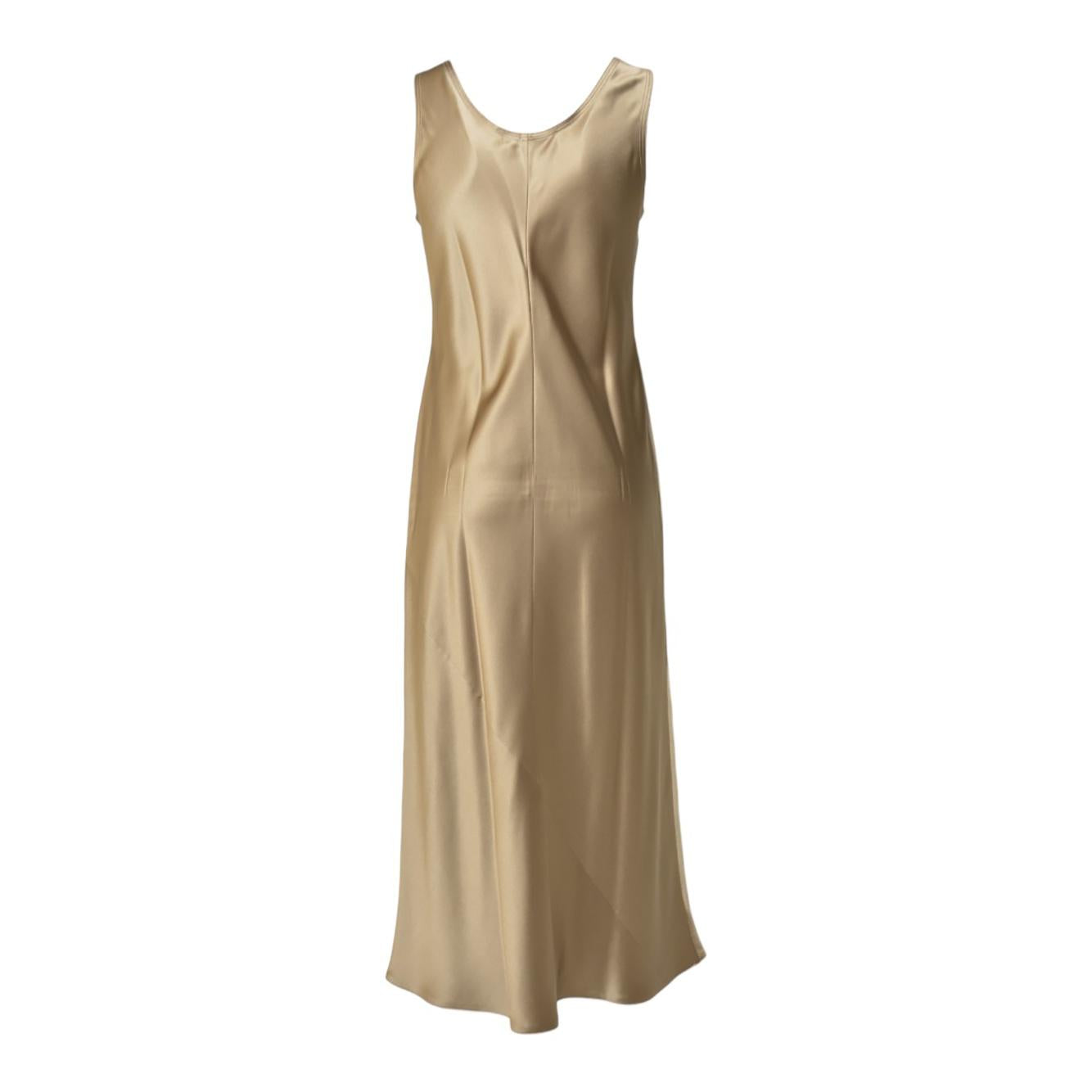 Abito Banjo in raso di seta beige scuro Max Mara