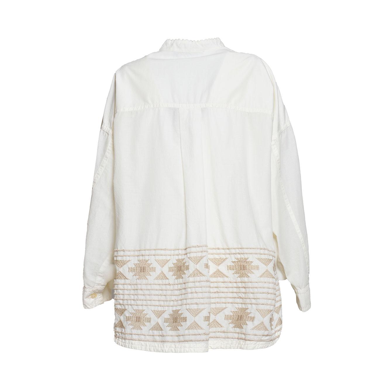 Camicia in cotone crema con ricami e paillettes Bazar Deluxe