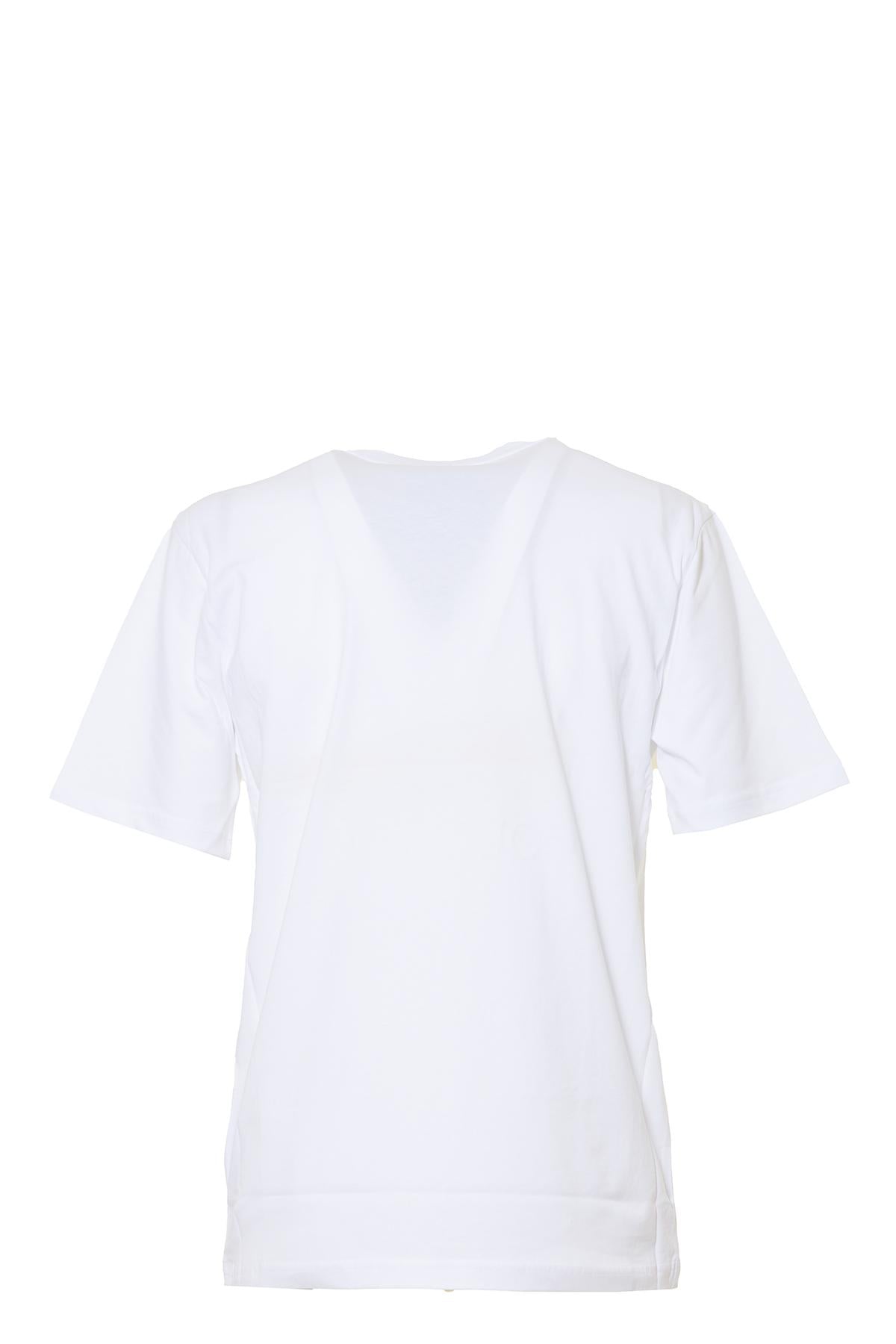 T-shirt in cotone bianco stampa logo Moschino