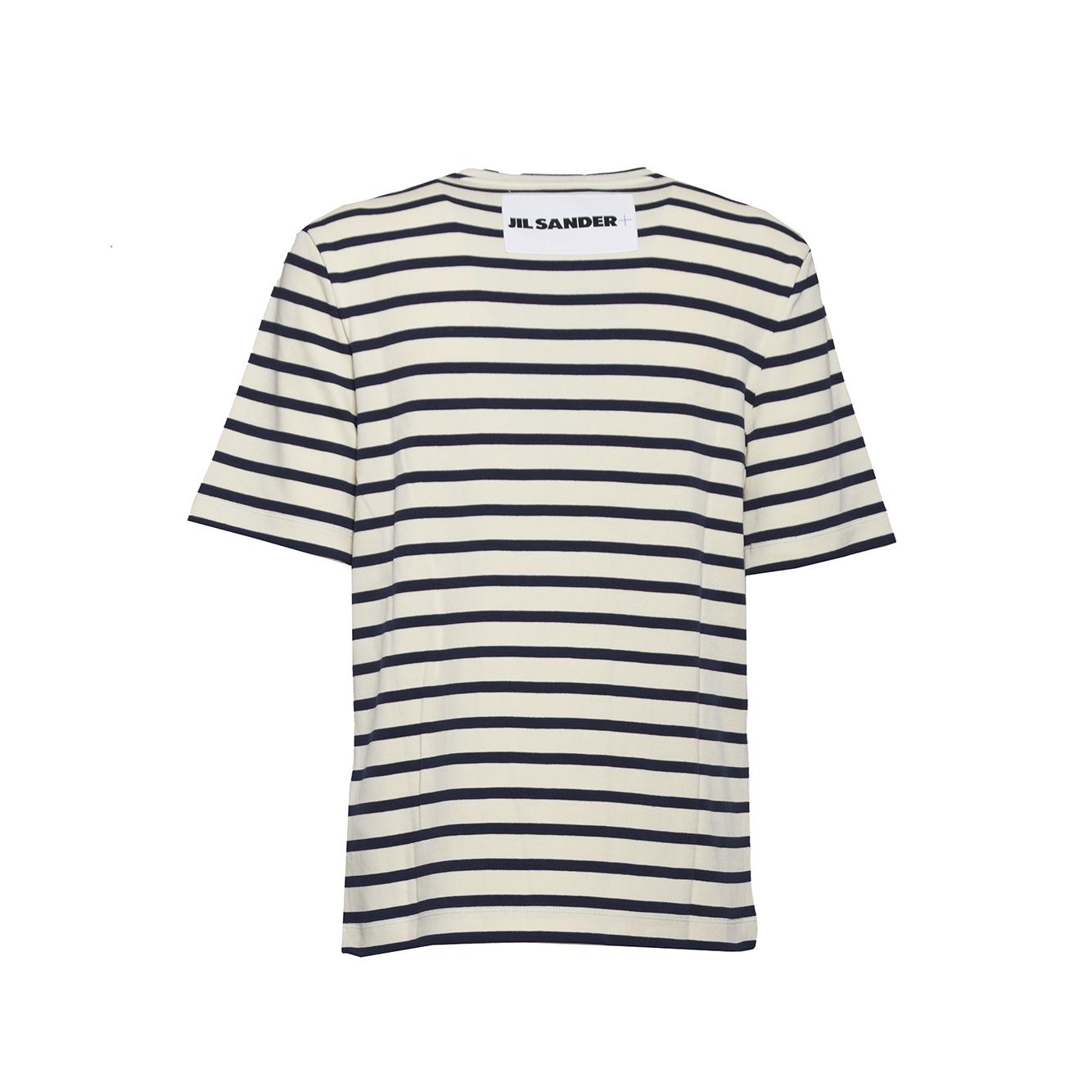 T-shirt maniche corte a righe bianco e nero Jil Sander+