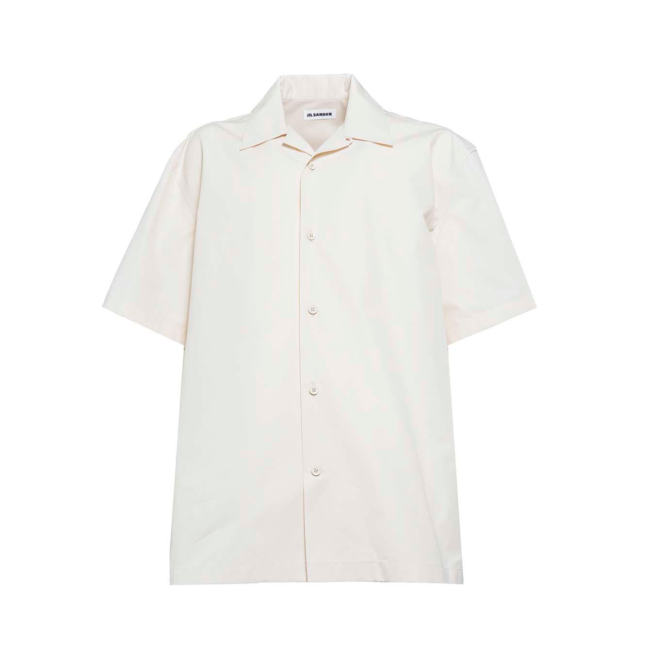 Camicia maniche corte in cotone ecrù Jil Sander
